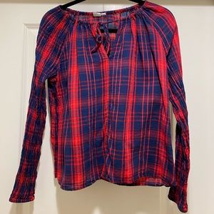Plaid long sleeve blouse